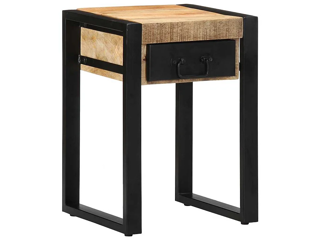 Tavolino 35x35x50 cm in Legno Grezzo Massello di Mango