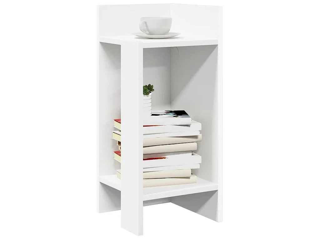 Tables d'appoint 2 pcs avec étagère blanc 25,5x27x60 cm