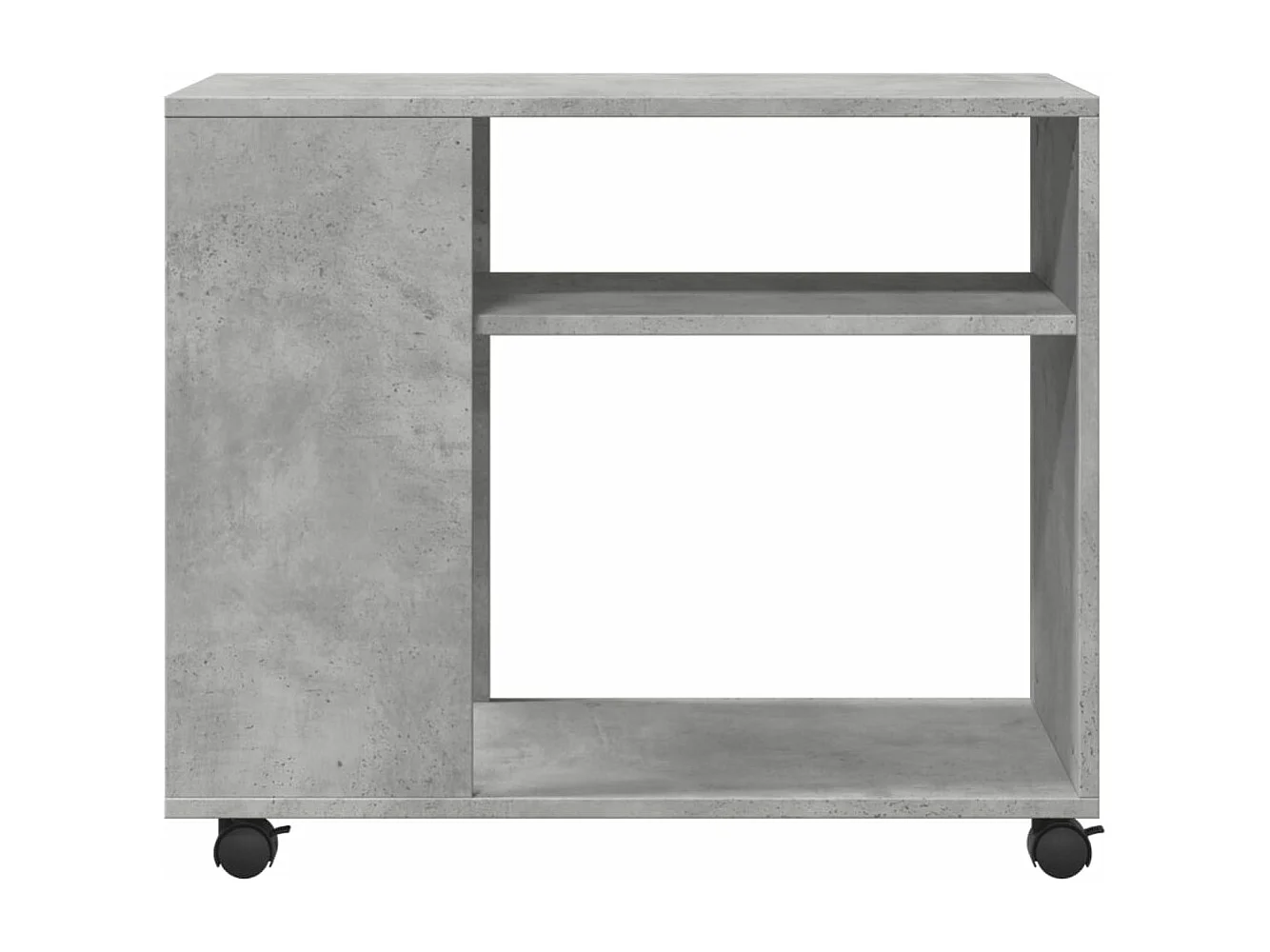 Table d'appoint avec roues gris béton bois d'ingénierie