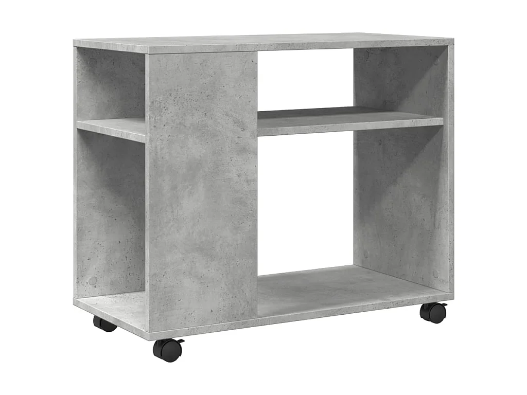Table d'appoint avec roues gris béton bois d'ingénierie