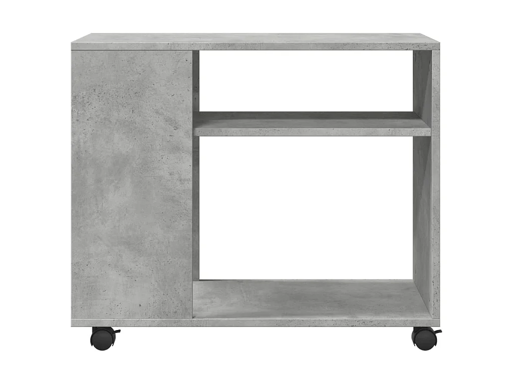 Table d'appoint avec roues gris béton bois d'ingénierie