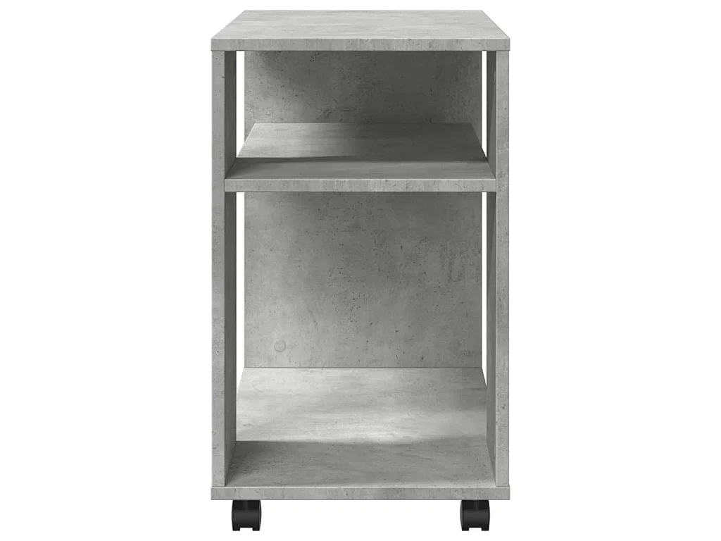 Table d'appoint avec roues gris béton bois d'ingénierie
