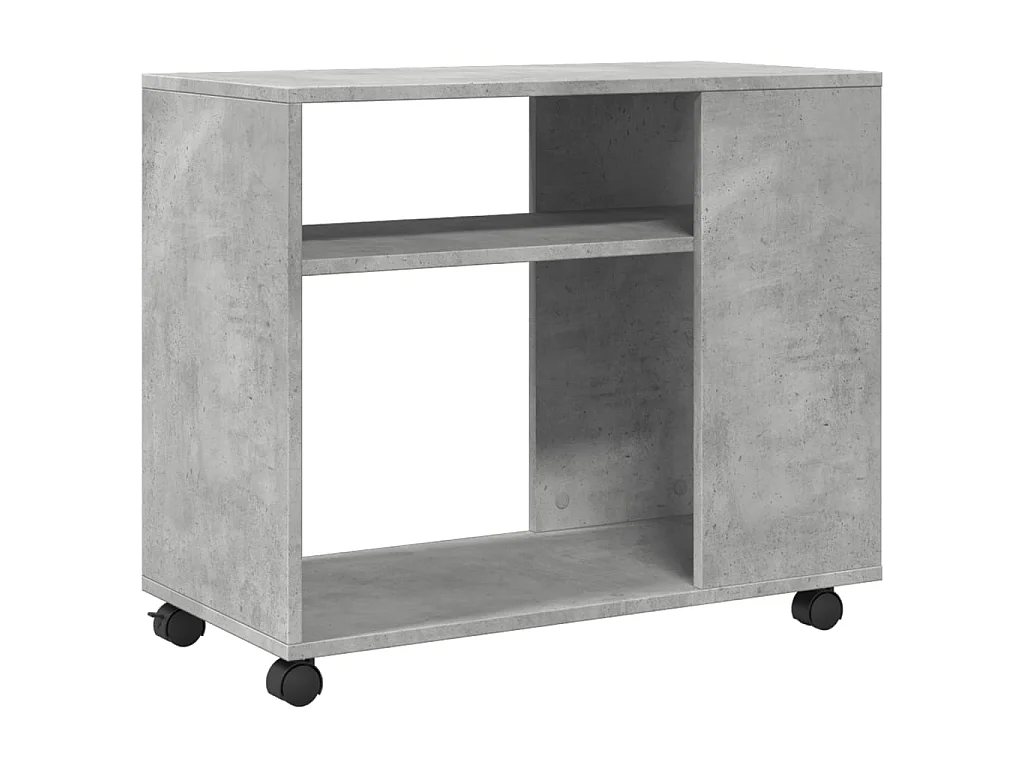 Table d'appoint avec roues gris béton bois d'ingénierie