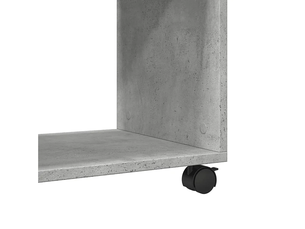 Table d'appoint avec roues gris béton bois d'ingénierie