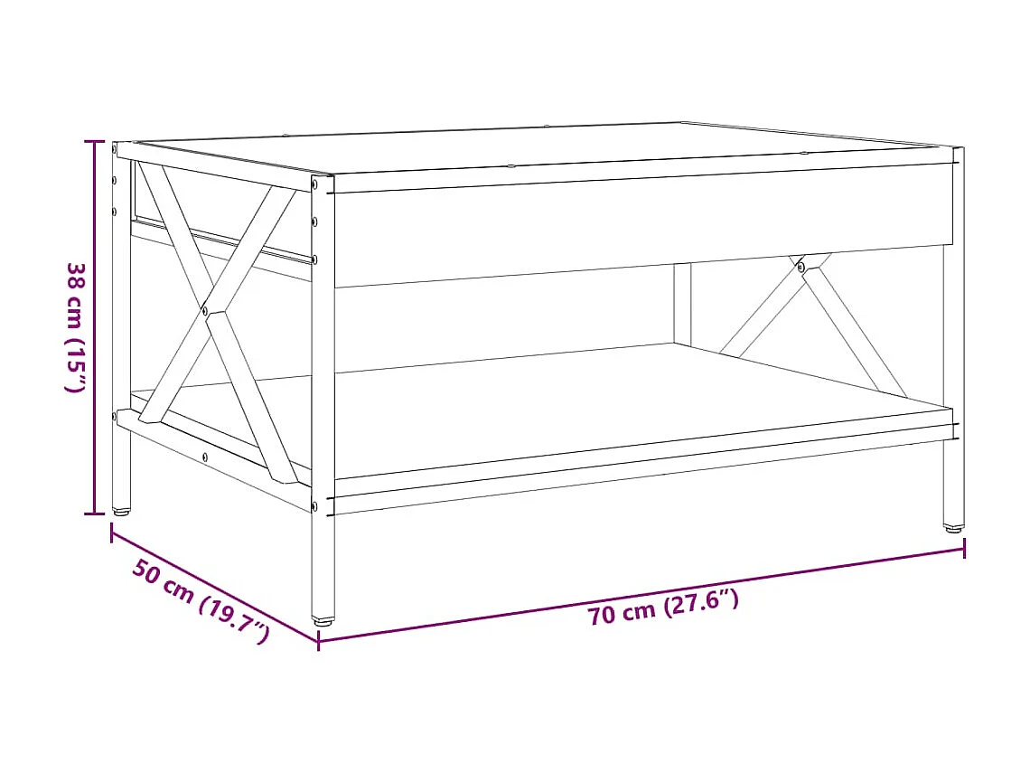 Table basse avec LED Infinity chêne fumé 70x50x38 cm