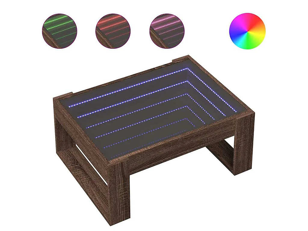 Couchtisch mit Infinity-LED Braun Eichen-Optik 70x53x30 cm