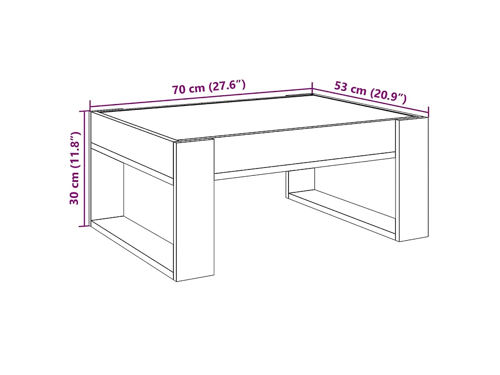 Couchtisch mit Infinity-LED Braun Eichen-Optik 70x53x30 cm