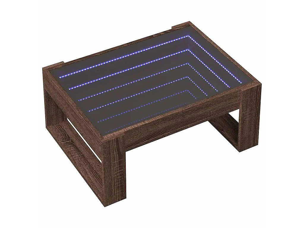 Couchtisch mit Infinity-LED Braun Eichen-Optik 70x53x30 cm