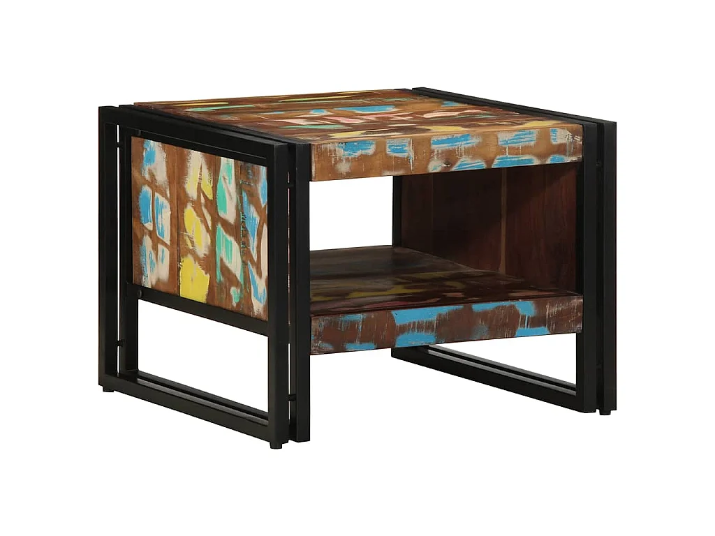 Couchtisch Mehrfarbig 50x50x38 cm Altholz Massivholz