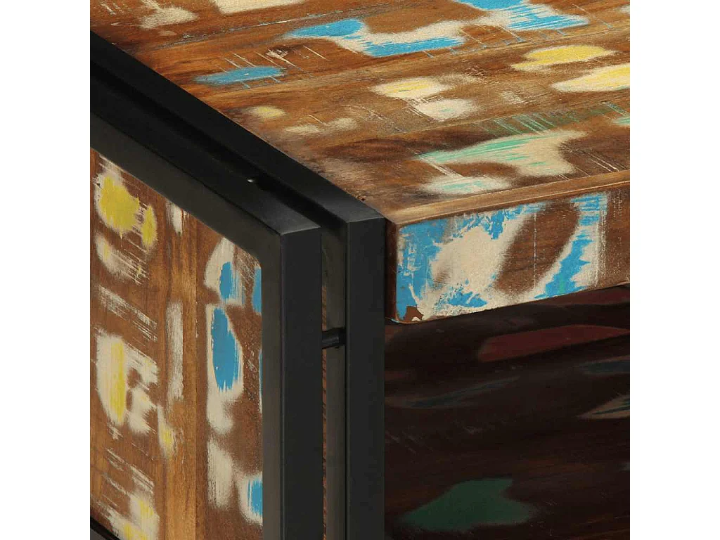 Couchtisch Mehrfarbig 50x50x38 cm Altholz Massivholz