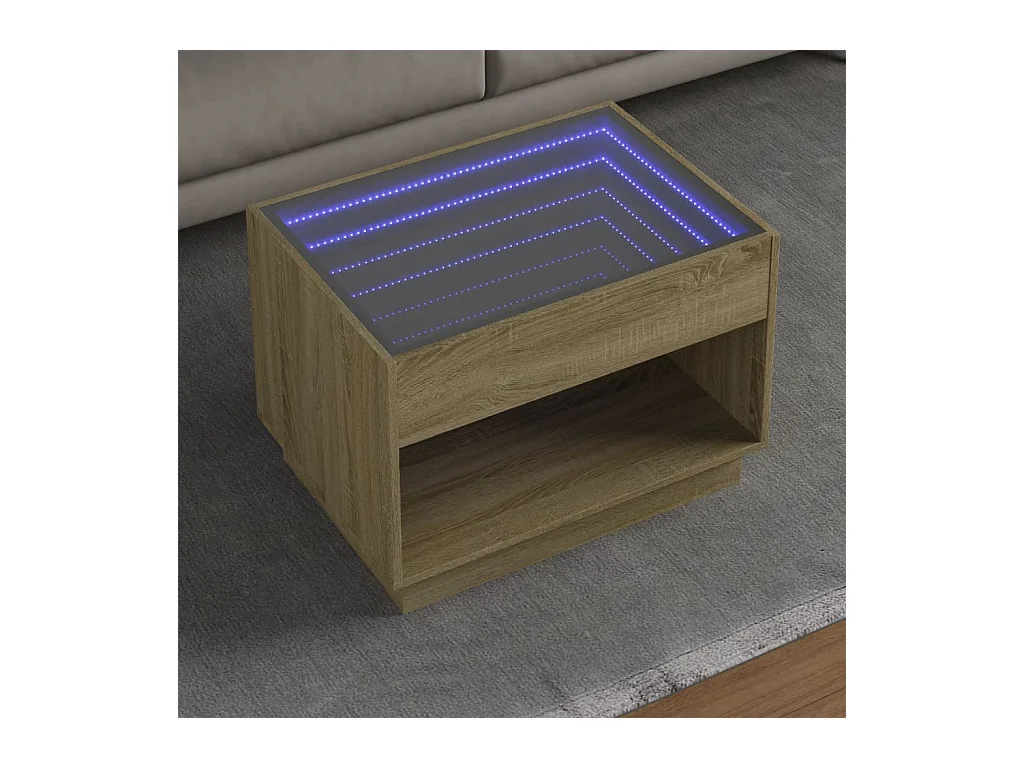 Table basse avec LED infini chêne sonoma 70x50x50 cm