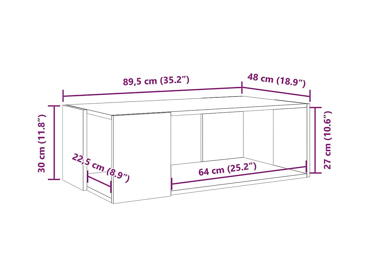 Table basse blanc 89,5x48x30 cm bois d’ingénierie
