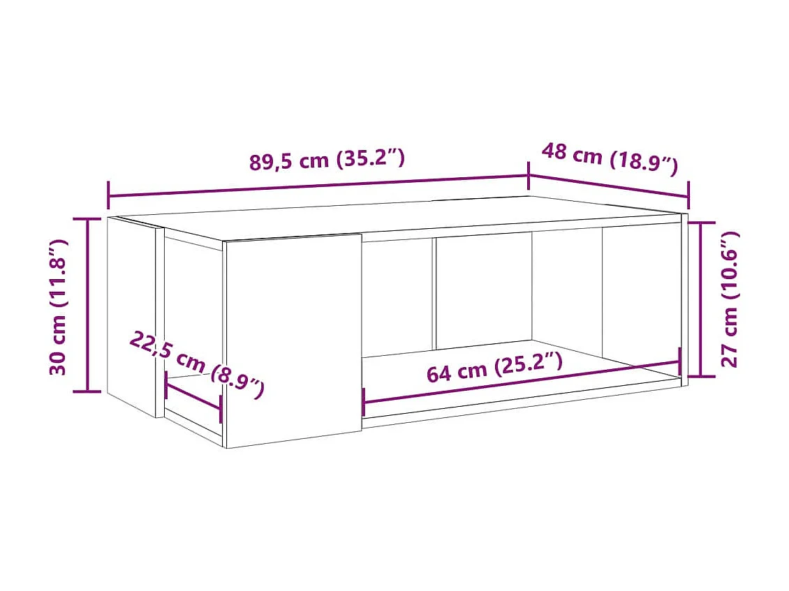 Table basse blanc 89,5x48x30 cm bois d’ingénierie