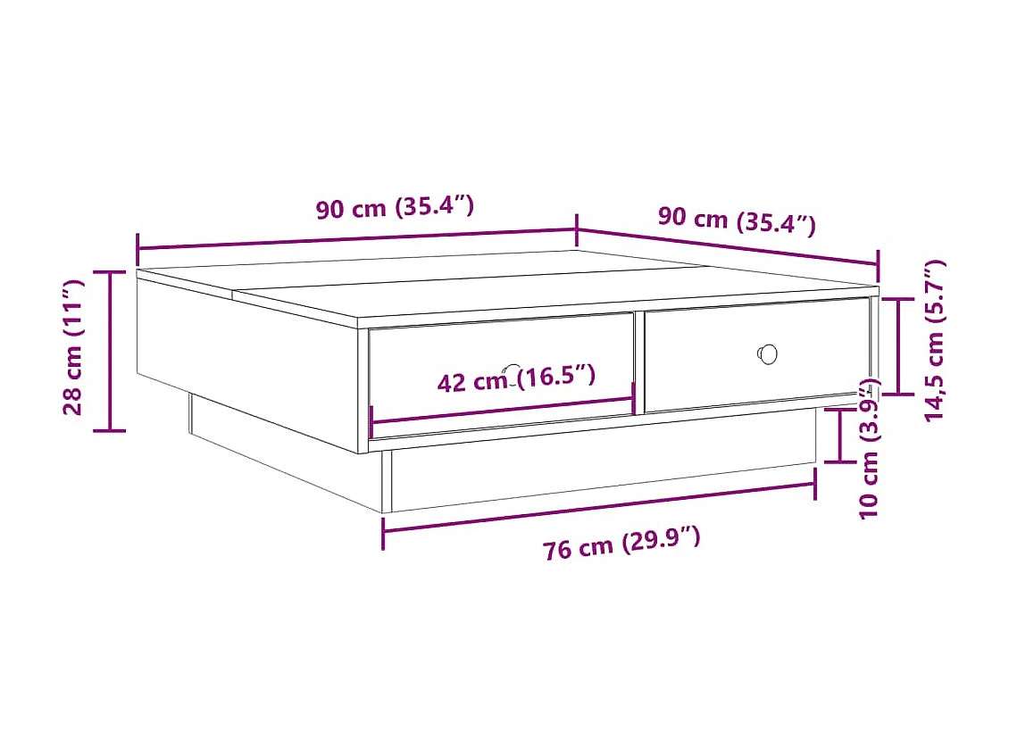 Mesa de centro madera de ingeniería gris Sonoma 90x90x28 cm