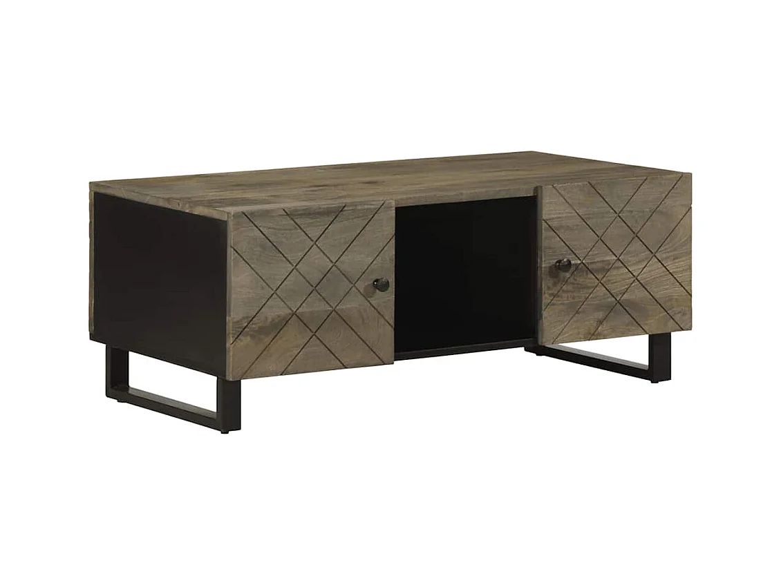 Table basse noir 100x54x40 cm bois massif de manguier