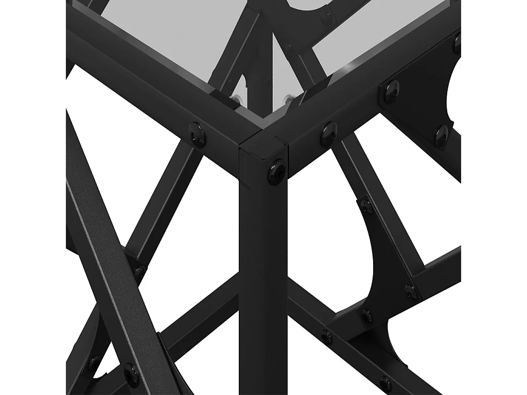 Table basse avec dessus en verre noir 30x30x41 cm acier