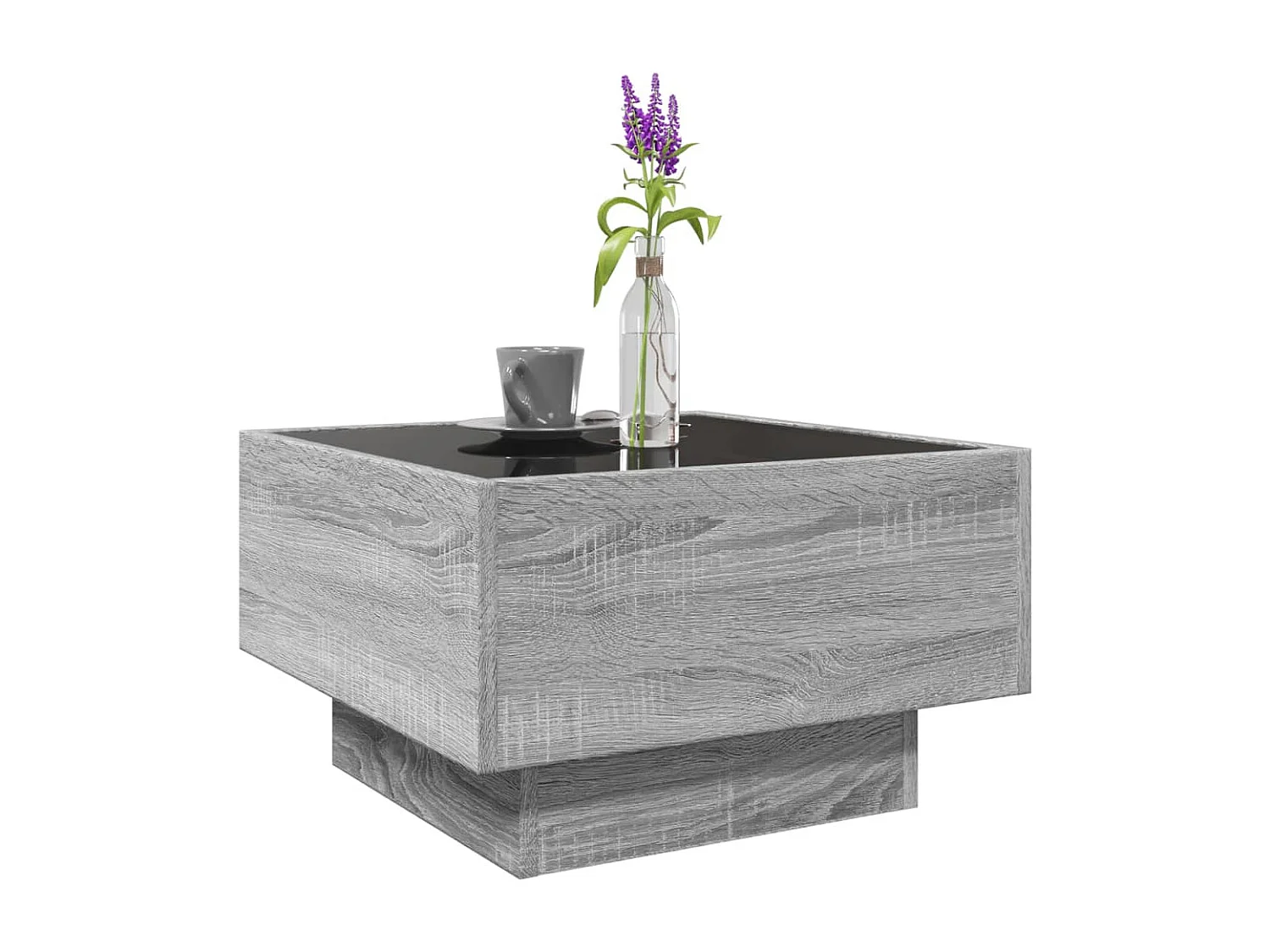 Table basse avec LED sonoma gris 50x50x30 cm bois d'ingénierie