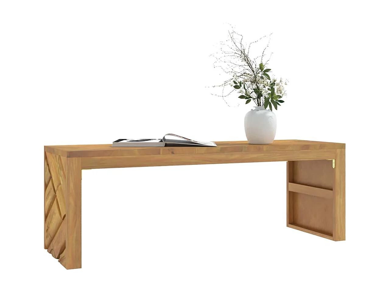 Tavolino da Salotto 110x35x38 cm in Legno Massello di Teak