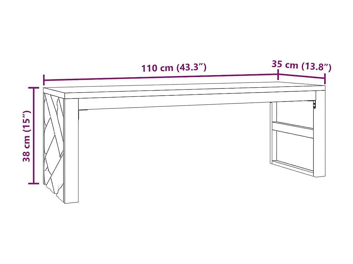 Tavolino da Salotto 110x35x38 cm in Legno Massello di Teak