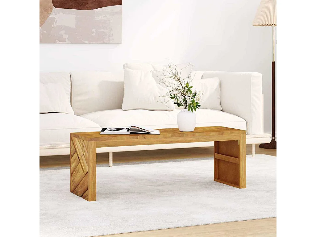 Tavolino da Salotto 110x35x38 cm in Legno Massello di Teak