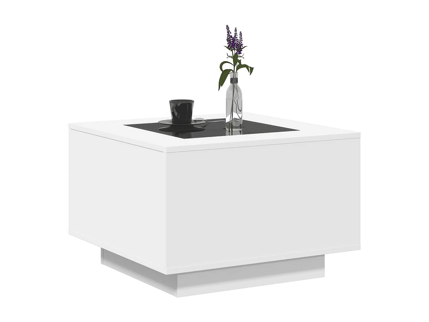 Tavolino Salotto con LED Bianco 60x60x40 cm Legno Multistrato