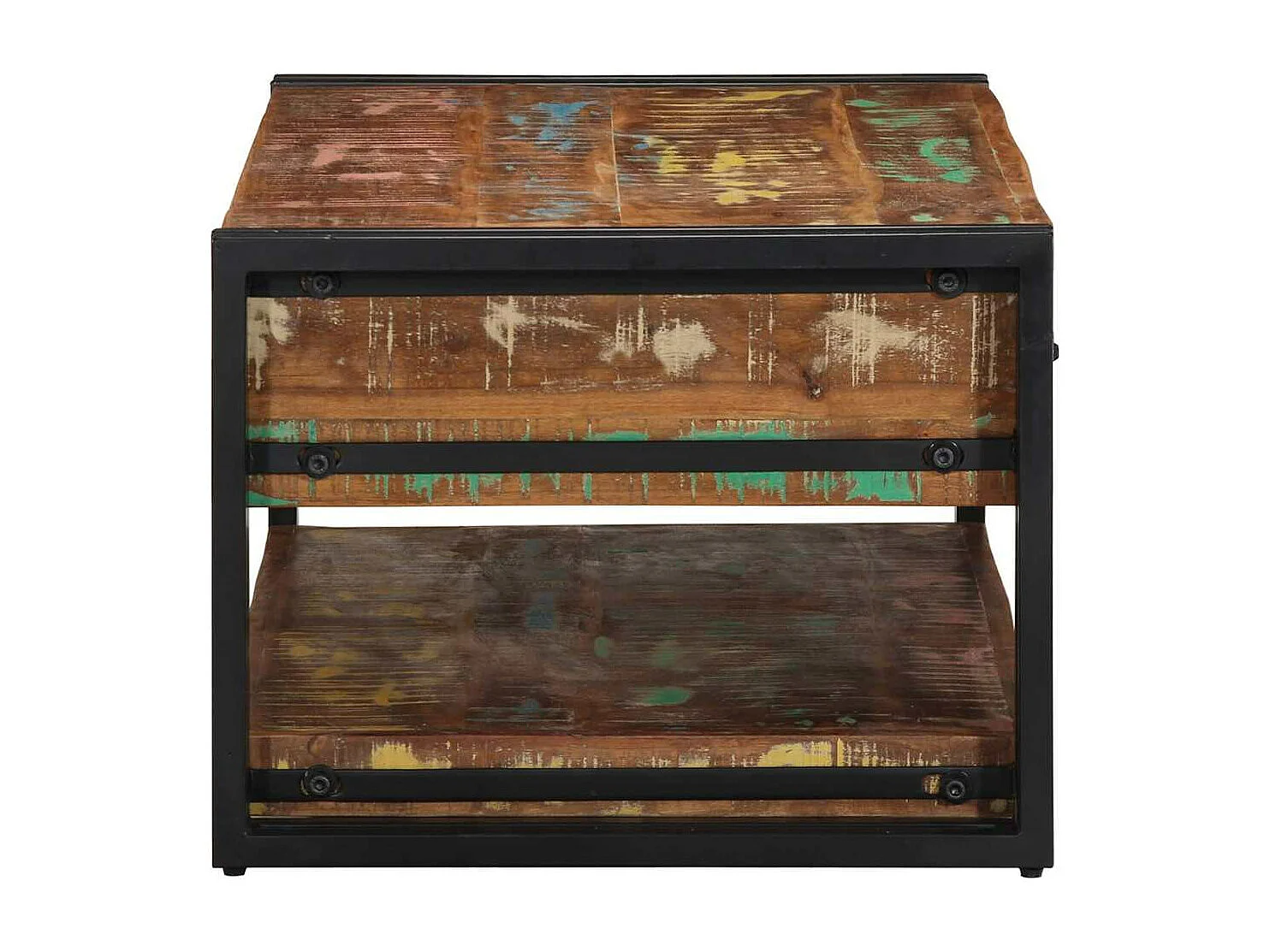 Tavolino Salotto Multicolore 90x50x38cm Legno Massello Recupero