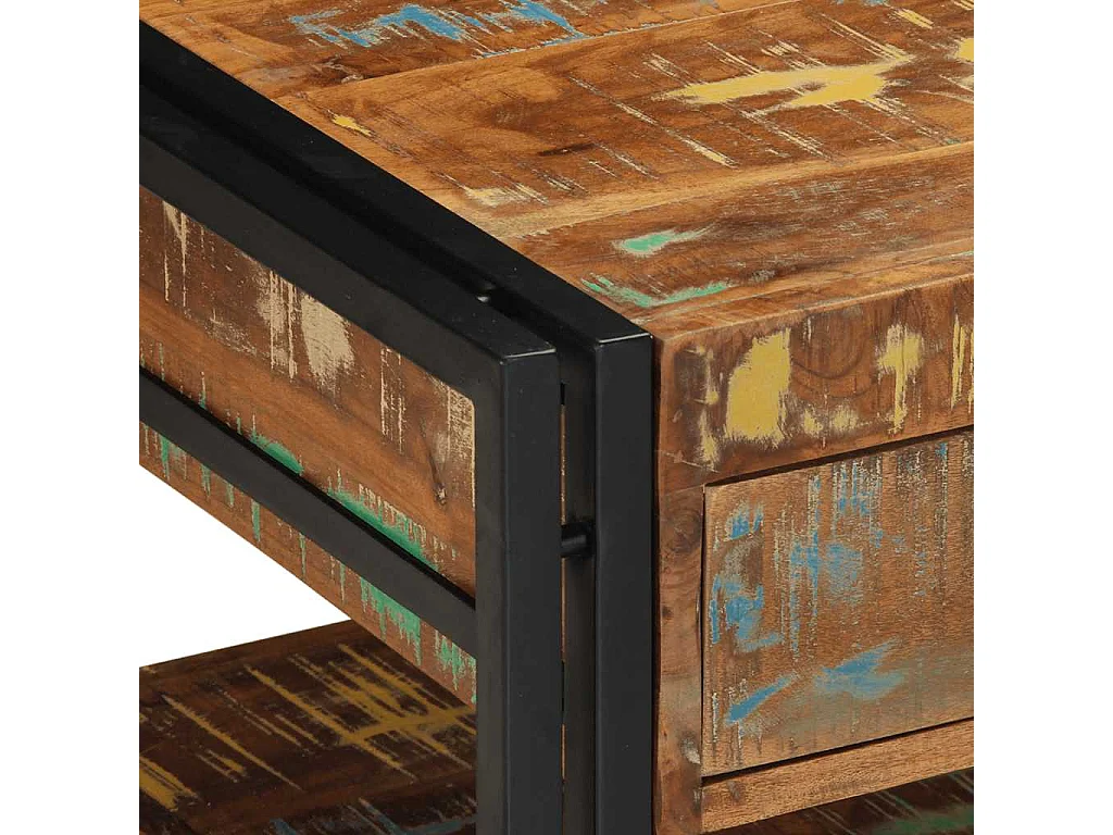 Tavolino Salotto Multicolore 90x50x38cm Legno Massello Recupero