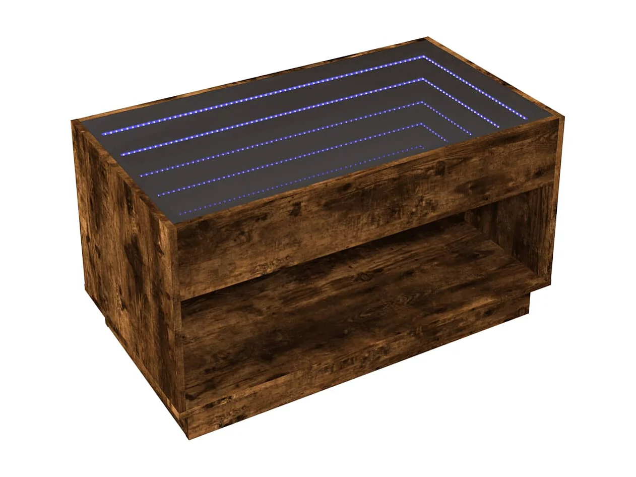 Mesa de centro luzes LED Infinity 90x50x50 cm carvalho fumado