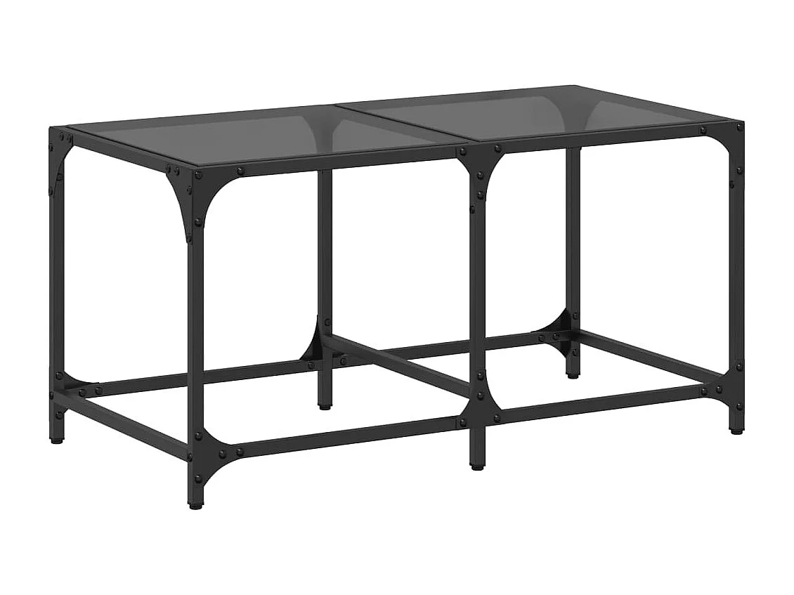 Couchtisch mit Glasplatte Schwarz 78,5x40x40 cm Stahl