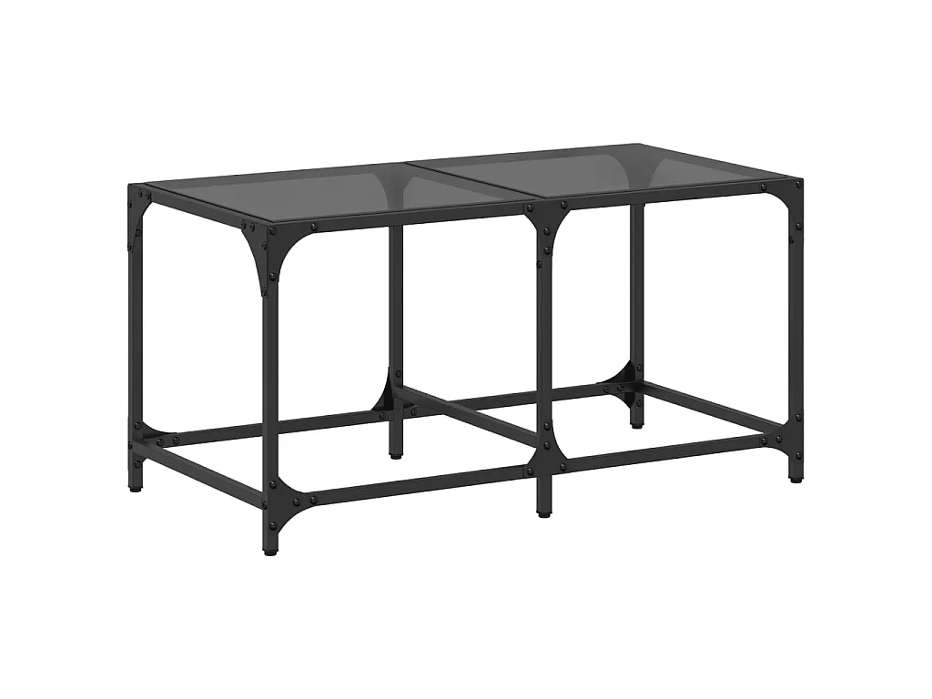 Mesa de centro com topo em vidro preto 78,5x40x40 cm aço