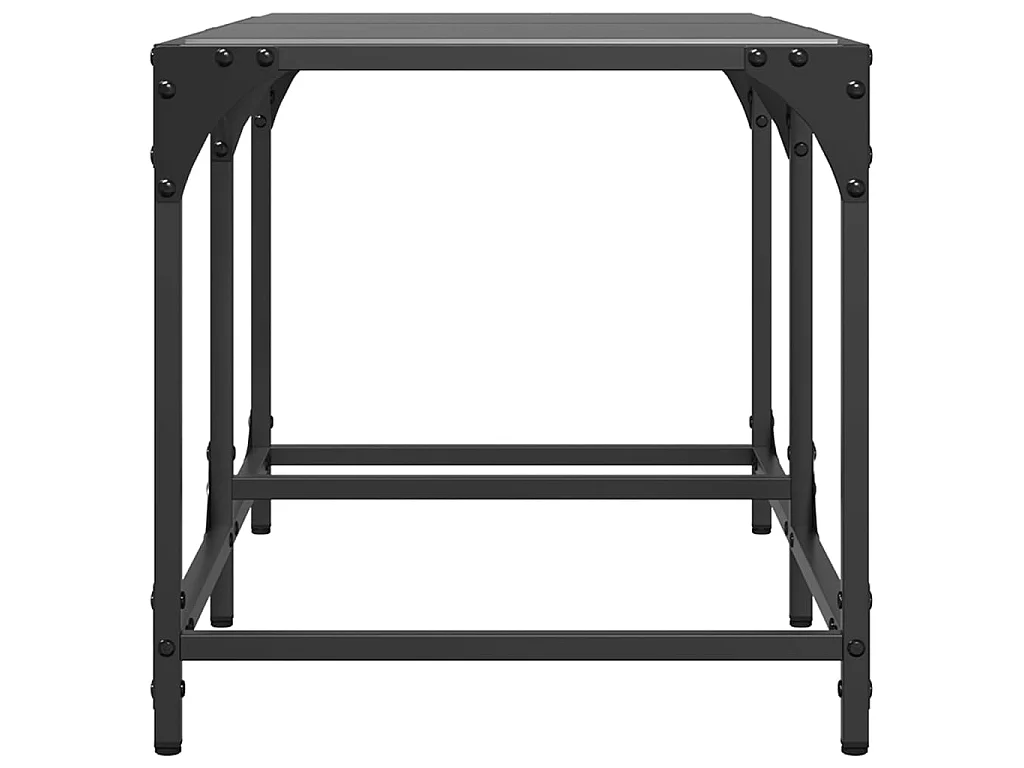 Mesa de centro com topo em vidro preto 78,5x40x40 cm aço