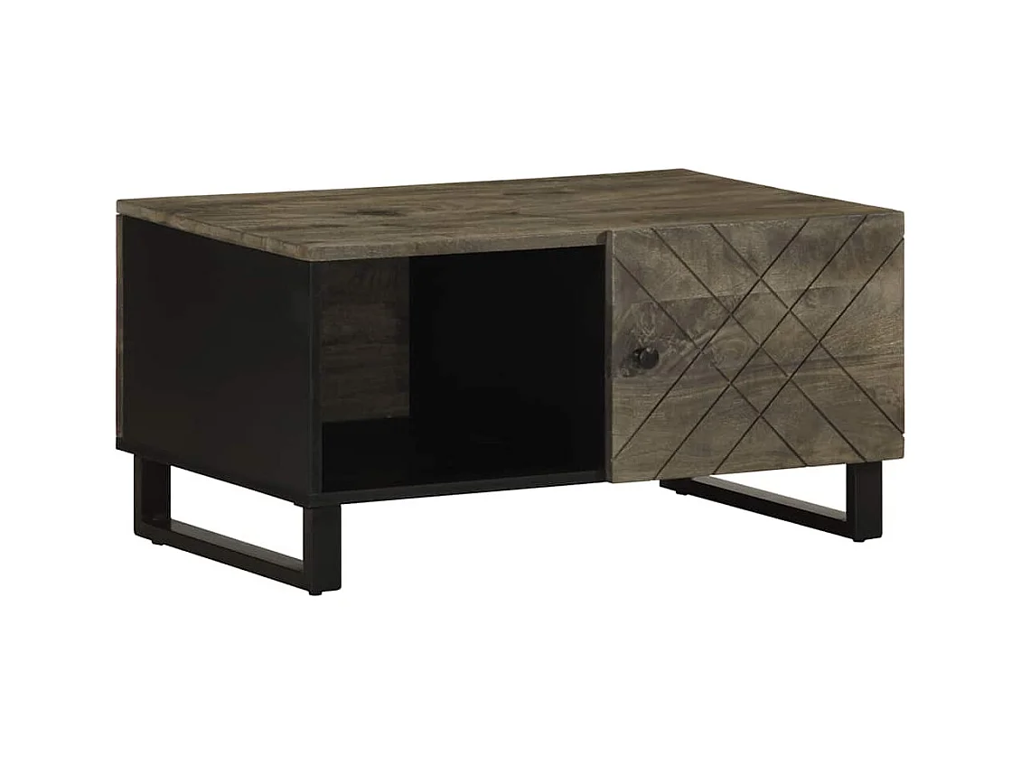 Table basse noir 80x50x40 cm bois massif de manguier