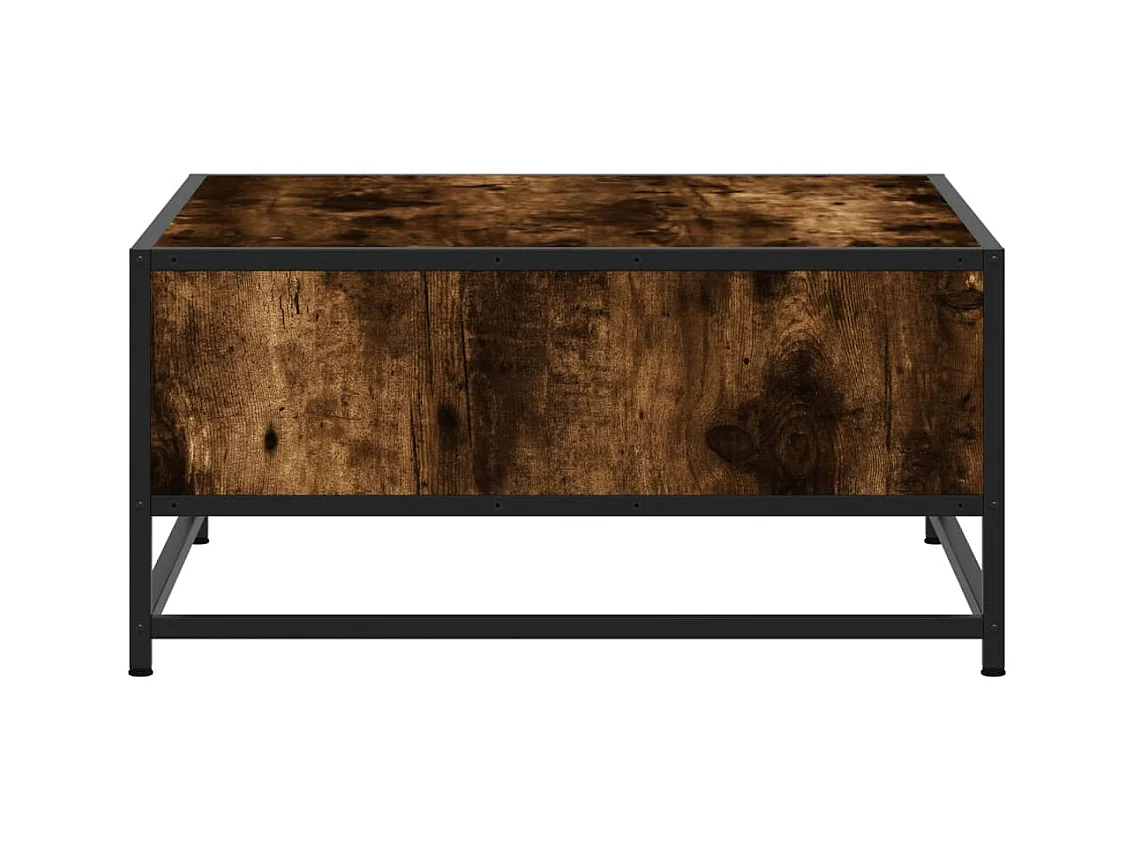 Table basse chêne fumé 60,5x60,5x30 cm bois d'ingénierie/métal