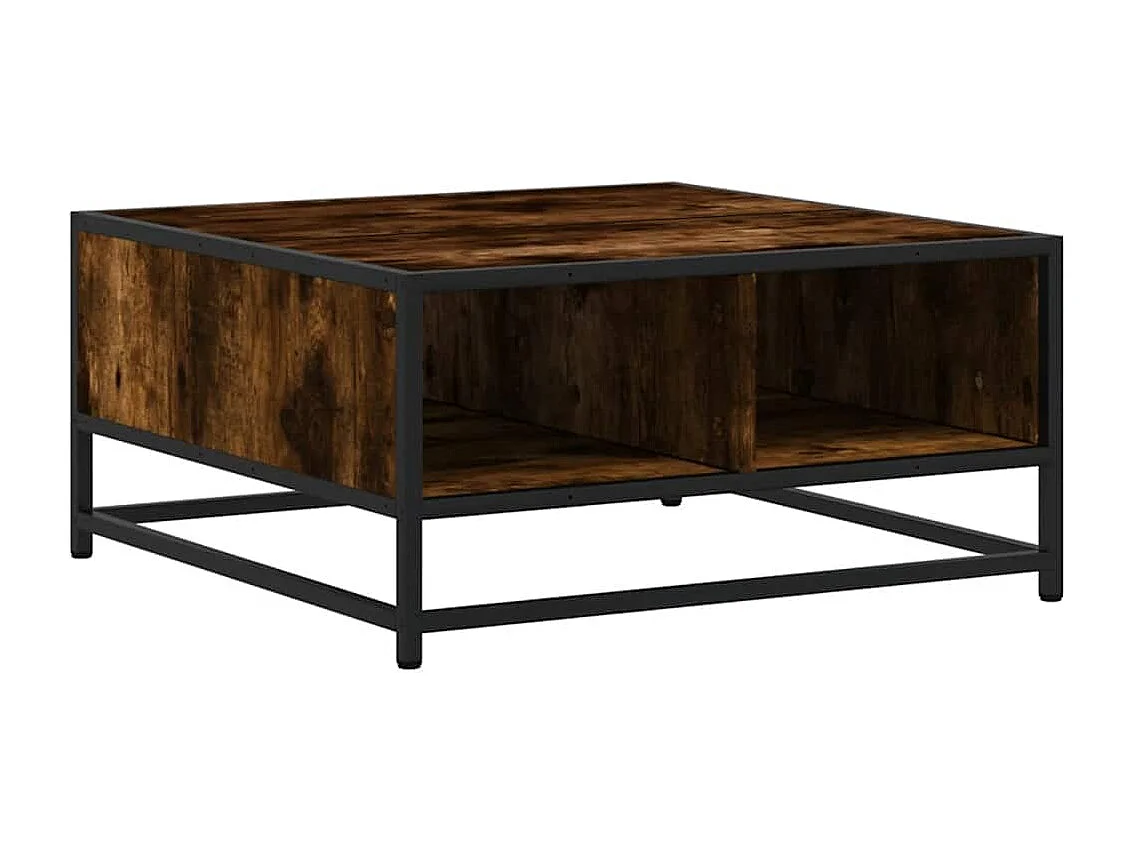 Table basse chêne fumé 60,5x60,5x30 cm bois d'ingénierie/métal