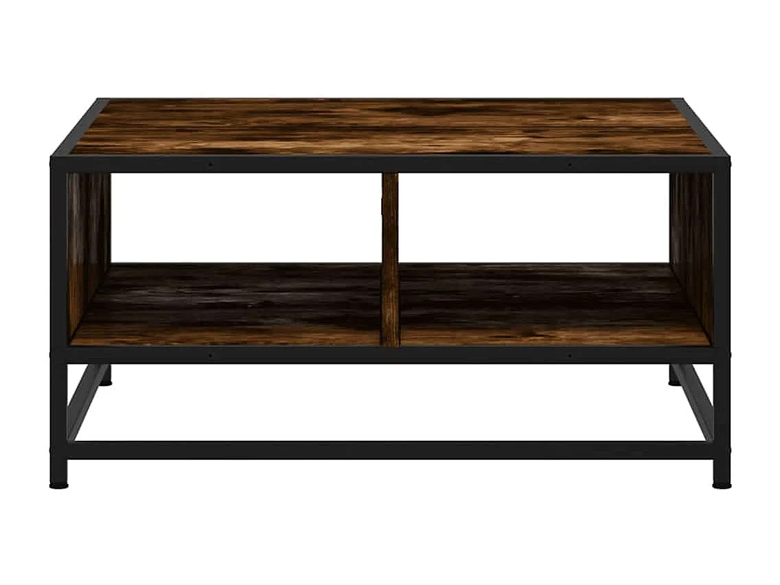 Table basse chêne fumé 60,5x60,5x30 cm bois d'ingénierie/métal