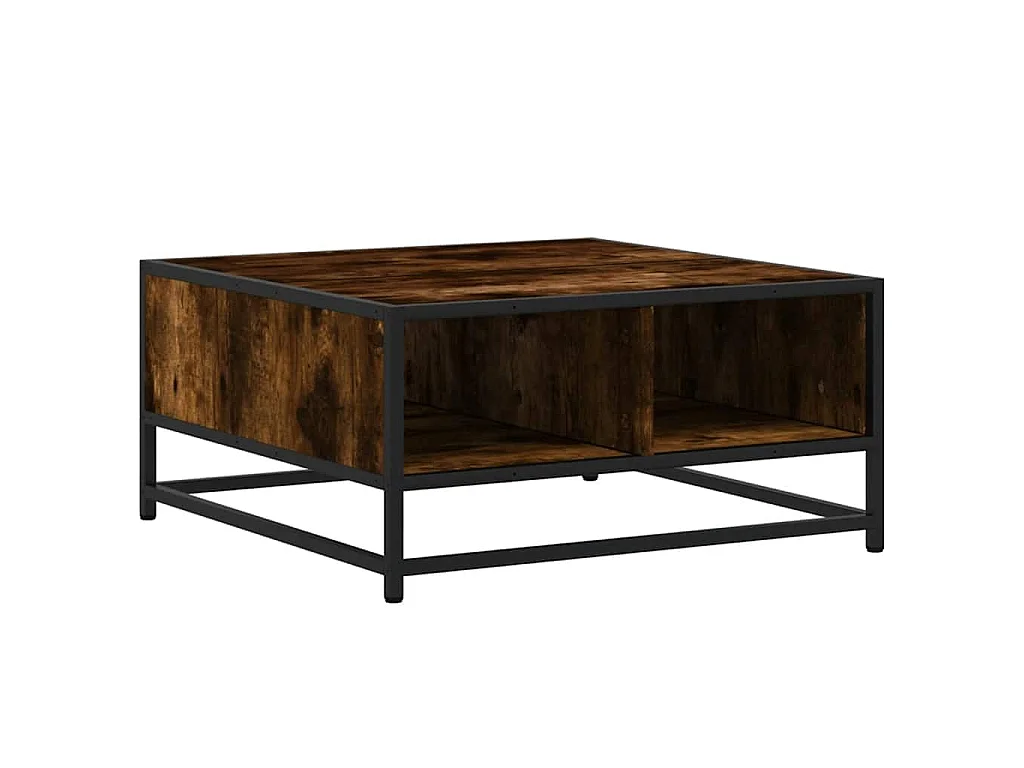 Table basse chêne fumé 60,5x60,5x30 cm bois d'ingénierie/métal