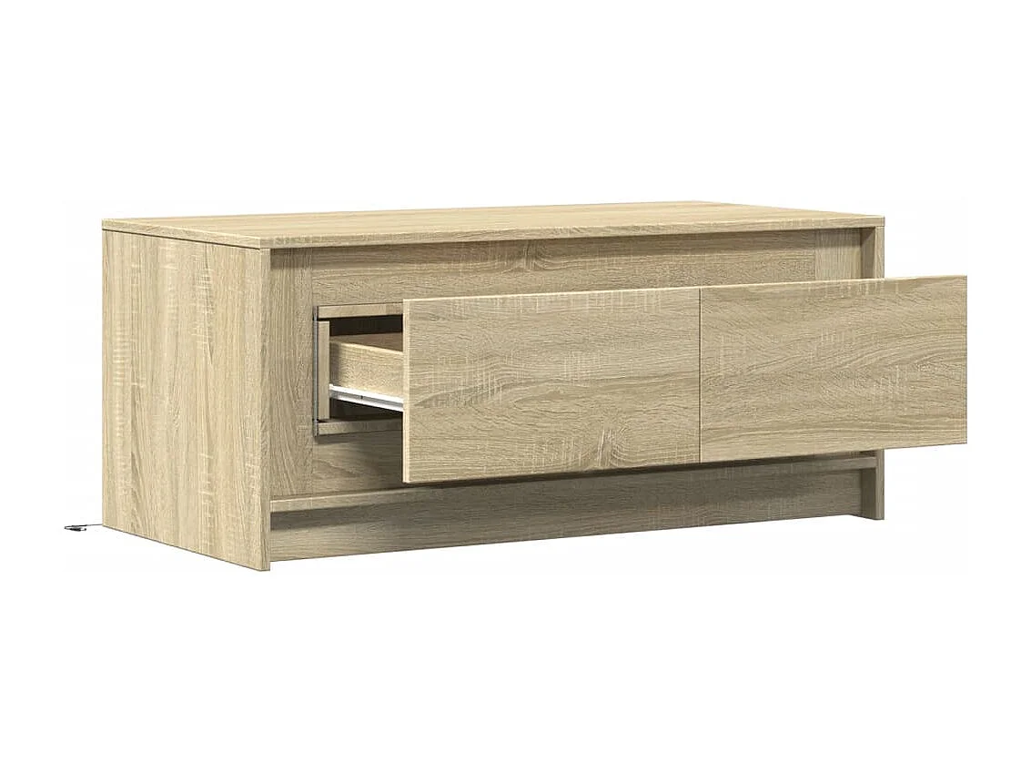 Table basse avec lumières LED chêne sonoma bois d'ingénierie