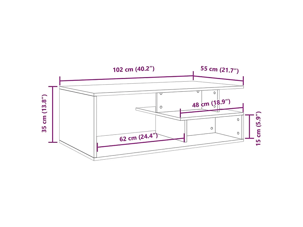 Couchtisch Betongrau 102x55x35 cm Holzwerkstoff