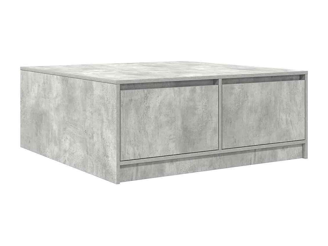 Table basse avec tiroirs gris béton 100x100x40 cm