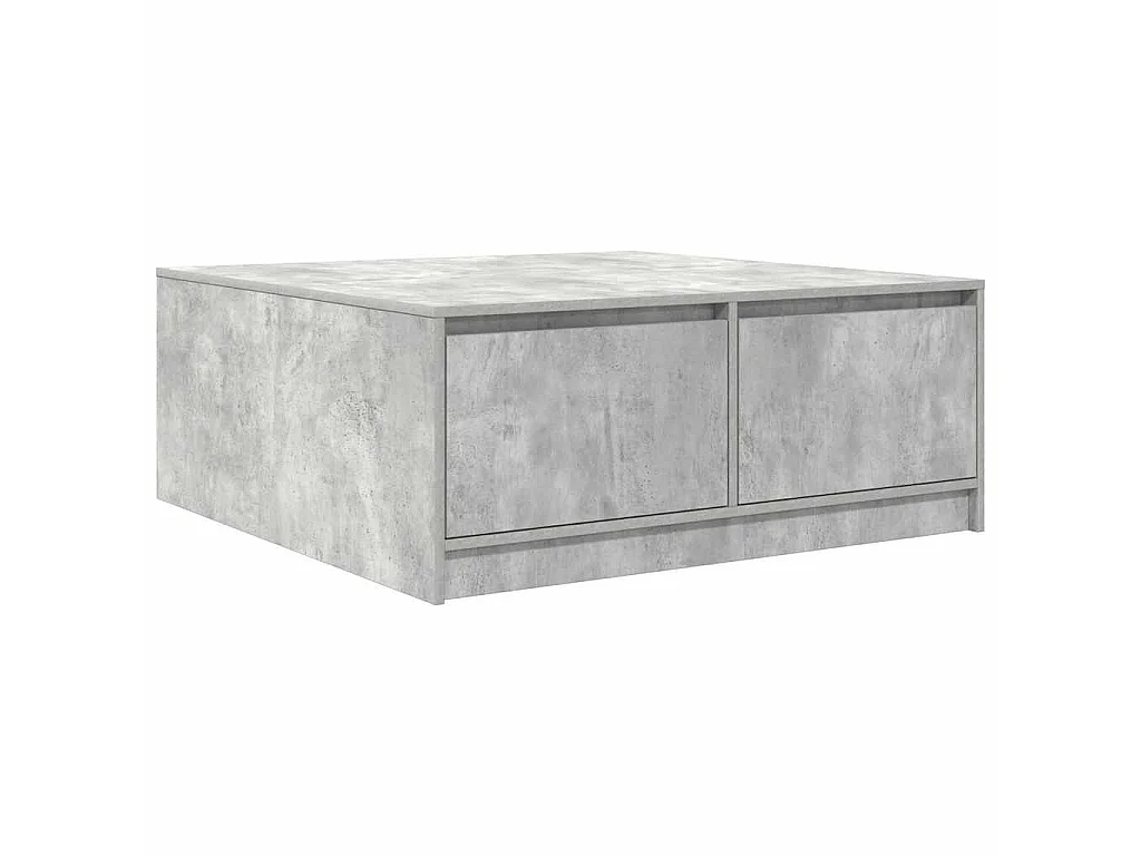 Table basse avec tiroirs gris béton 100x100x40 cm