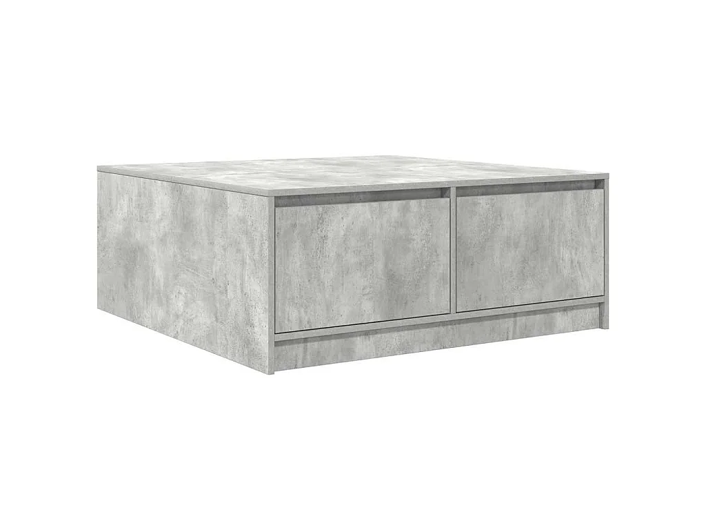 Table basse avec tiroirs gris béton 100x100x40 cm