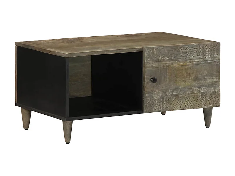 Mesa de centro de madera maciza de mango gris claro 80x50x40 cm