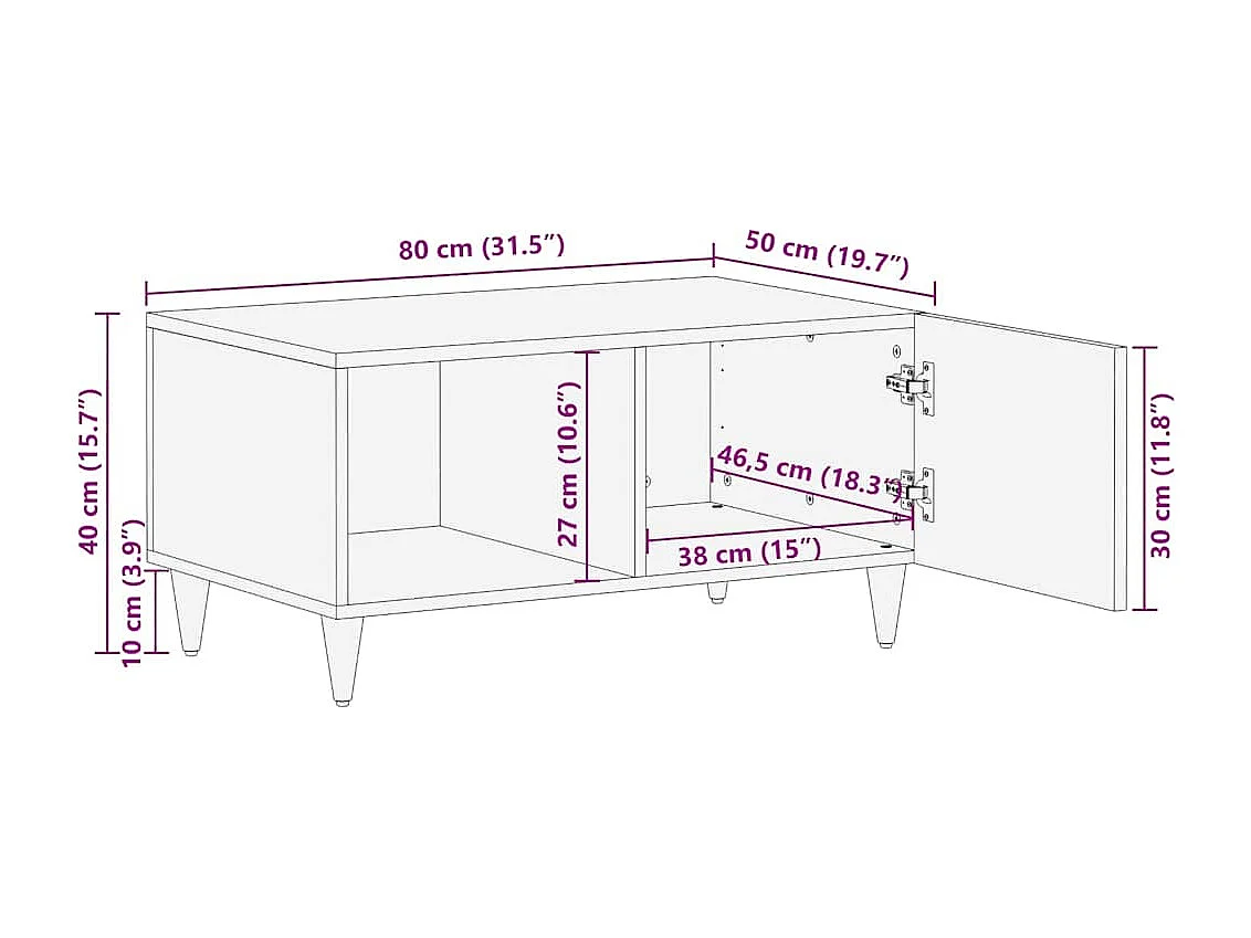 Table basse gris clair 80x50x40 cm bois de manguier massif