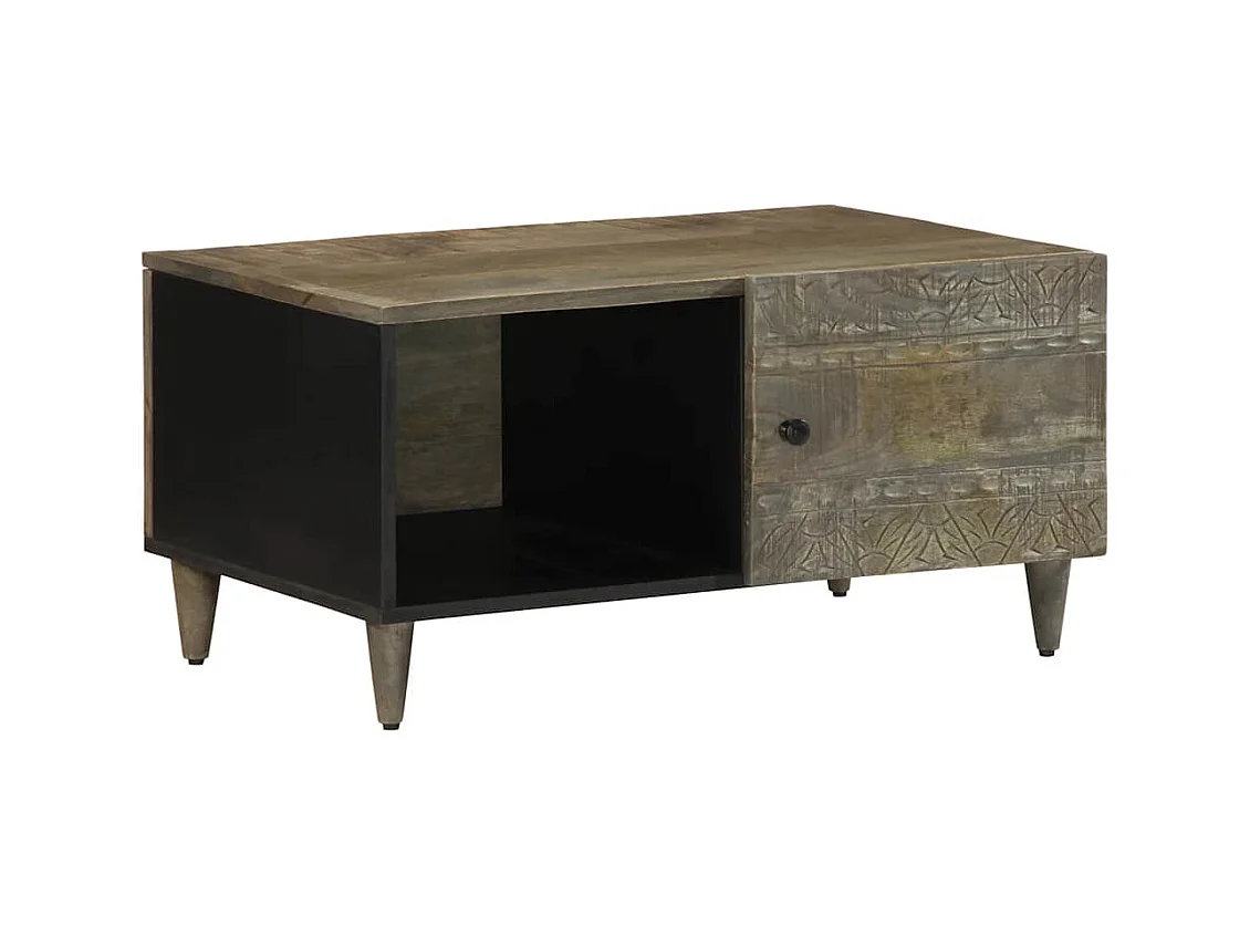 Table basse gris clair 80x50x40 cm bois de manguier massif
