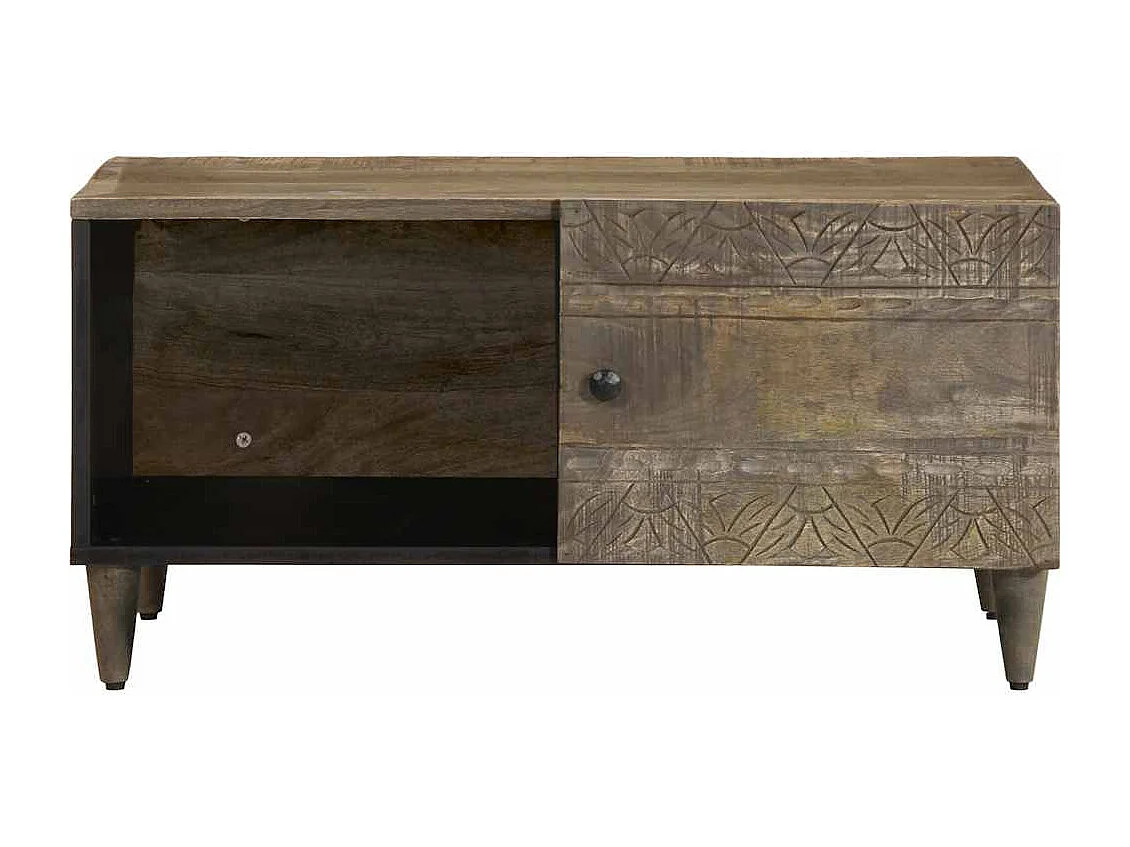 Table basse gris clair 80x50x40 cm bois de manguier massif