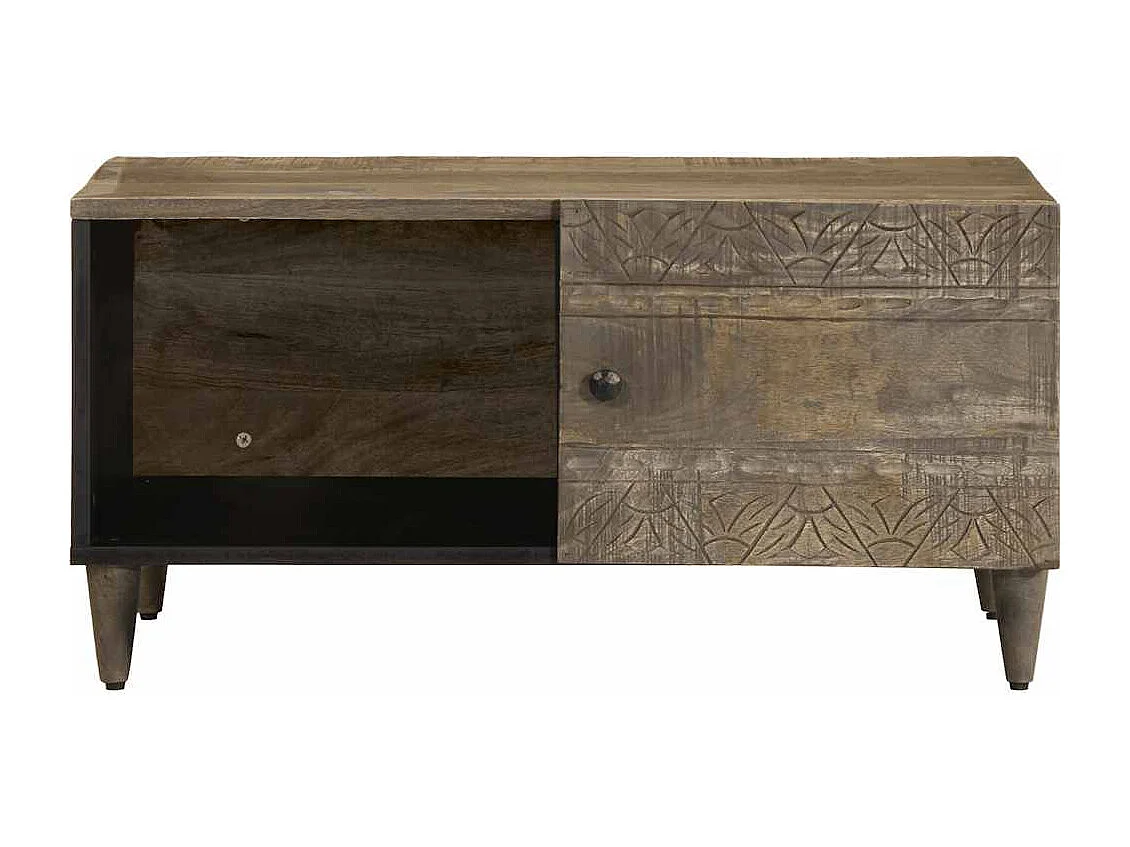 Tavolino da Salotto Grigio Chiaro 80x50x40 cm Legno di Mango