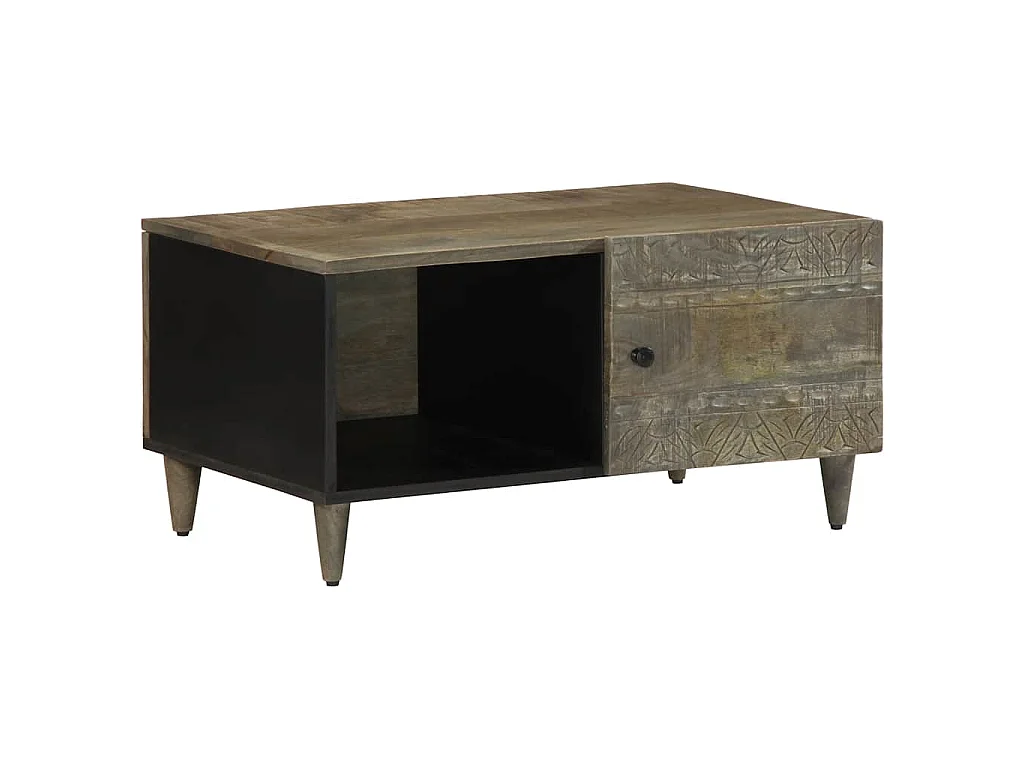 Mesa centro cinzento claro 80x50x40 cm madeira mangueira maciça