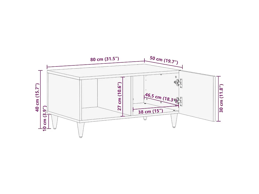 Mesa centro cinzento claro 80x50x40 cm madeira mangueira maciça