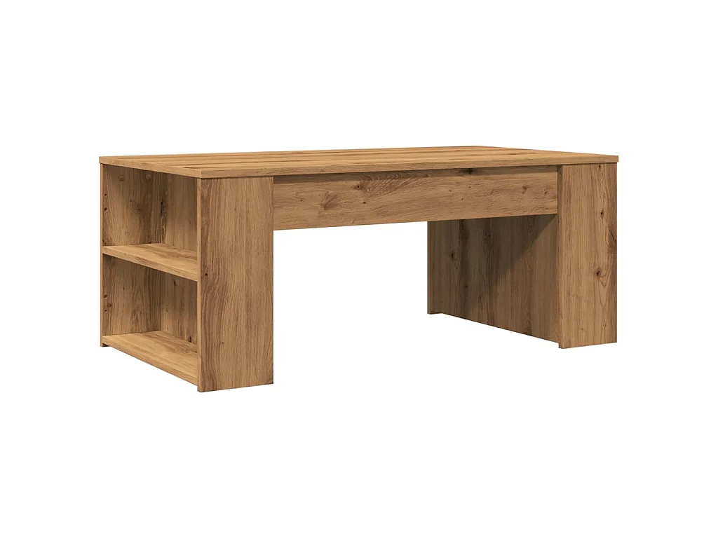Table basse chêne artisanal 102x55x42 cm bois d'ingénierie