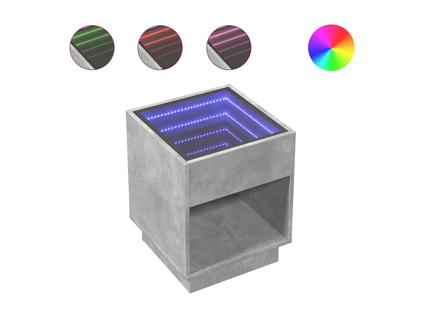 Mesa de centro con Infinity LED gris hormigón 40x40x50 cm